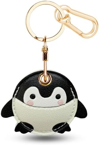 Leather Keychain Holder Case for AirTag, Cute Protective Cover for Apple Airtag KeyChain, GPS Tracker Item Finder