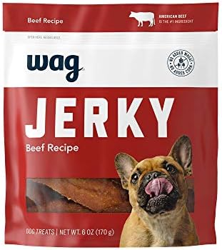 Amazon Brand - Wag Soft & Tender American Jerky Dog Treats - Beef Recipe ,6 Ounce (Pack of 1)