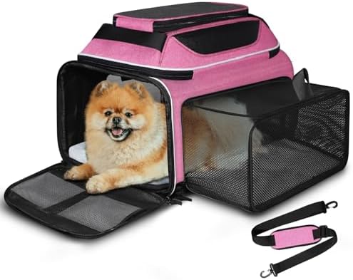 Petskd Top and Side Expandable Small Pet Carrier Airline Approved, Pink