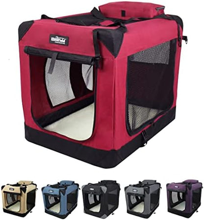 EliteField 3-Door Soft Dog Crate with Bed & Carrying Bag (2-Year Warranty)
