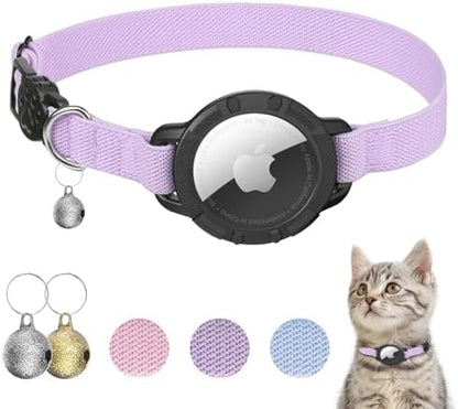 AirTag Cat Collars, Stretchy Collar with Air Tag Holder and Bell
