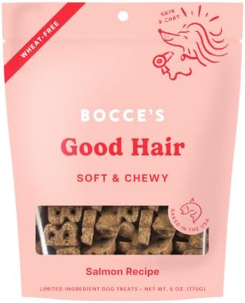 Bocce's Bakery Good Hair Soft & Chewy Dog Treats, Salmon Flavor (6 oz)