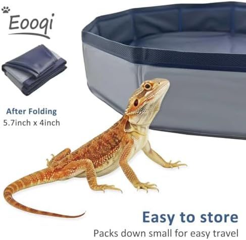 Eooqi Foldable Bearded Dragon Bathtub, Gray 19 x 3.5 in Pet Bath Pool