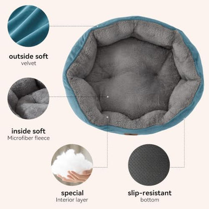 Asvin Small Dog Bed for Small Dogs, Cat Beds for Indoor Cats, Pet Bed for Puppy and Kitty, Extra Soft & Machine Washable with Anti-Slip & Water-Resistant Oxford Bottom, Teal, 20 inches