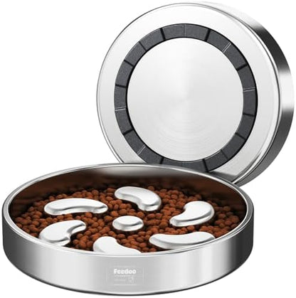 Feedoo Slow Feeder Dog Bowl-3Cups for Large Breeds, Double Wall Food-Grade Stainless Steel, Heavy Duty with Non-Slip Rubber Base, Puzzle Maze Bowl to Slow Down Eating