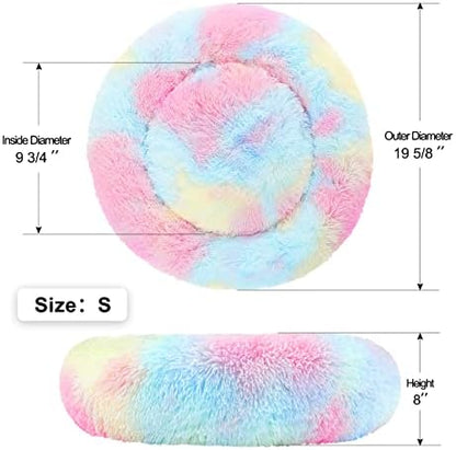 NOYAL Donut Dog Bed for Small Medium Pets, Plush Calming Faux Fur