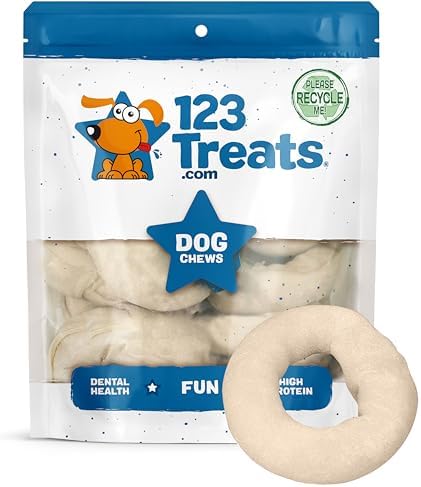 123 Treats Beefhide Dog Doughnut Chews – Rawhide Donuts for Dogs – 3.5 Inch Circle – Promotes Dental Health – Long-Lasting Chew – 10 Count