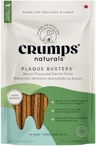 Crumps' Naturals Bacon Dental Dog Treats (10 count), 7"