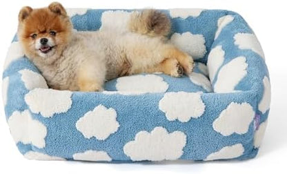 LE SURE Cute Dog Bed for Small Dogs Jacquard Washable Puppy Beds,25x21x7in