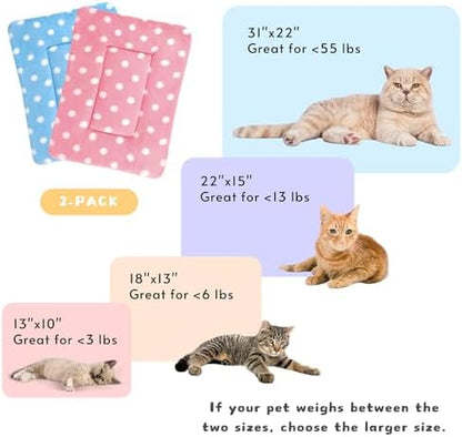 2 Pack Cat Blanket for Indoor Cats, Ultra Soft & Warm Calming Bed
