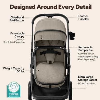 Mompush Wiz 2-in-1 Bassinet Stroller with Car Seat Adapter, Reversible Seat