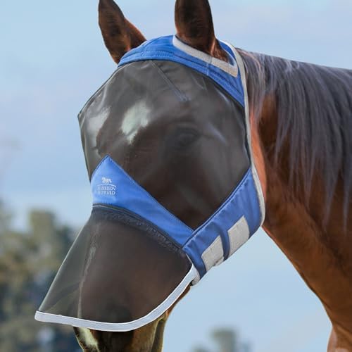 Harrison Howard CareMaster Pro Luminous Horse Fly Mask Large Eye Space Full Face Standard with Nose No Ears Aquamarine M Cob