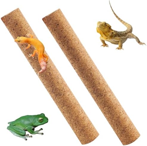 PINVNBY Cork Branches for Reptiles,2 Pcs Natural Wood Bearded Dragon Stick Snake Climbing Branch Habitat Log Decor for Tree Frog Lizard Gecko Spider Chameleon