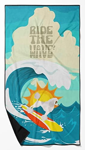 Caroline's Treasures MLM1260TWL3060 Surfer Dog Standard White Poodle Premium Beach Towel Oversized Towel Beach Blanket, Pool, Beach Essentials, Yoga, Premium Bath Towel, Quick Dry Plush