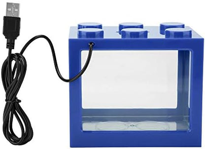 Small Fish, Acrylic Mini Fish Desktop Mini Aquarium Bowl for Goldfish Aquarium Starter Kits with USB LED Light Office Tea Table Decor