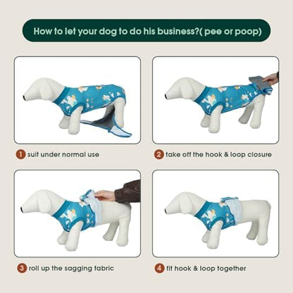 Kuoser Dog Recovery Suit, Female Male Spay Neuter Surgery Suit, Cloud, M