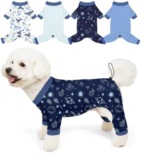 Bienbee Dog Pajamas, 4 Pack Adjustable Onesies for Small to Large Dogs M