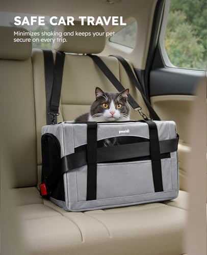 Pecute Cat Carrier Stable, Pet Carrier with Privacy Partition,Gray