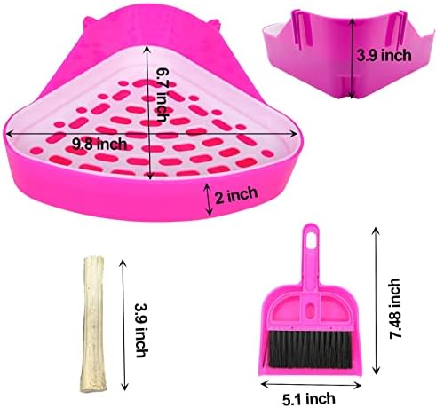 kathson Triangle Potty Trainer Corner Bunny Toilet Guinea Pig Litter Bedding Plastic Box Pet Pan for Rabbit Chinchilla Hamster Ferret Small Animal(Pink)