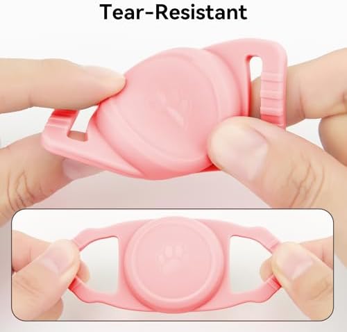 GOCII for Airtag Dog Collar Holder 2 Pack,Waterproof Dog Collar Holder for Apple AirTag(Gen 1 & 2),Silicone Air Tags Case for Dog Collars(Light Pink)