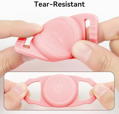 GOCII for Airtag Dog Collar Holder 2 Pack,Waterproof Dog Collar Holder for Apple AirTag(Gen 1 & 2),Silicone Air Tags Case for Dog Collars(Light Pink)