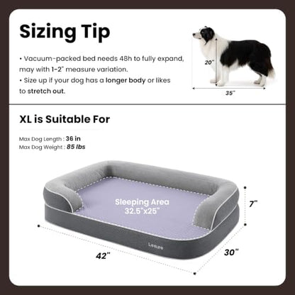 LE SURE RealOrtho™ XL 3-Layer Orthopedic Dog Beds Large Sized Dog,42" Brown