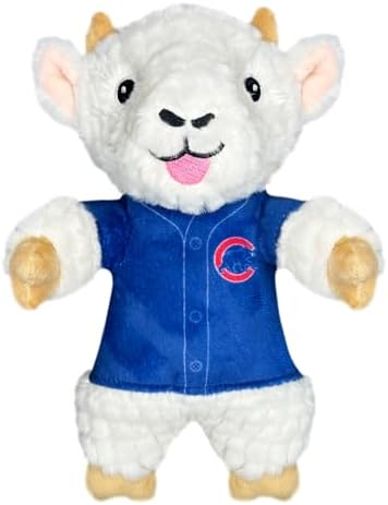 Pets First MLB Chicago Cubs Goat Plush Toy for Dogs and Cats with Squeaker, Wearing a Team Jersey! Fun & Sporty Goat Shaped Dog Chew Toy, Interactive Pet Toy