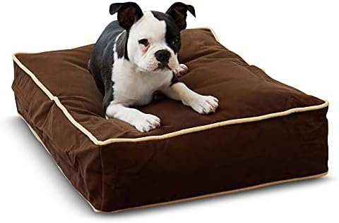 South Pine Porch Buddy Reversible Rectangle Pillow Style Microfiber Dog Bed with Removable, Machine-Washable Cover, Cocoa, Extra Small (24 in. x 18 in.)