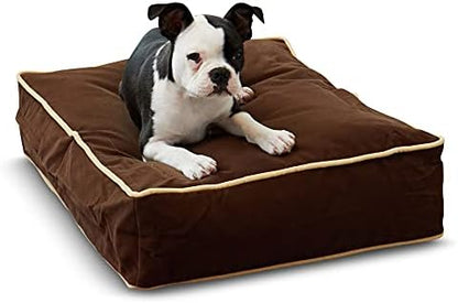 South Pine Porch Buddy Reversible Rectangle Pillow Style Microfiber Dog Bed with Removable, Machine-Washable Cover, Cocoa, Extra Small (24 in. x 18 in.)