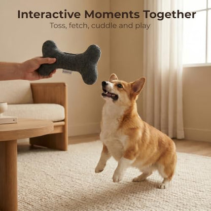Blue Plush Dog Bone Toy – No Squeaker, Lightweight, Durable & Soft Chew Toy Made from Cotton Fabric – Gentle on Puppy Teeth & Gums – Ideal for Small to Medium Dogs Indoor or Outdoor