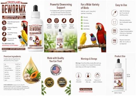 Farmalab Natural Dewormer Internal & External 100 Tabs Poultry - Vitamin for Poultry Rooster Hen Chicken Baby Chick Doves Pigeons and All Caged Birds (All Caged Birds)