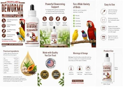 Farmalab Natural Dewormer Internal & External 100 Tabs Poultry - Vitamin for Poultry Rooster Hen Chicken Baby Chick Doves Pigeons and All Caged Birds (All Caged Birds)
