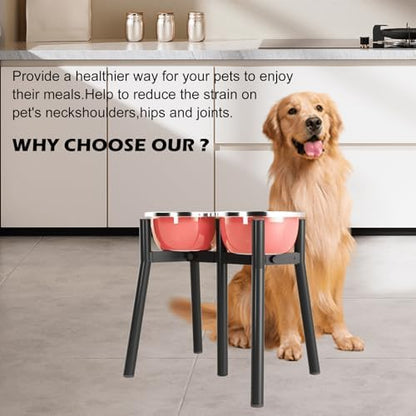 Raised Dog Bowl Stand for Large Dogs, Adjustable Width 7-10.6, 13.7 inch Tall Dog Food Water Stand,Bowl Not Include