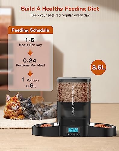 HoneyGuaridan Automatic Cat Feeder for 2 Cats,Cat Food Dispenser