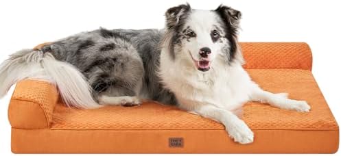 EHEYCIGA Memory Foam Dog Bed for Crate, L Plus Orthopedic Dog Bed, Pumpkin
