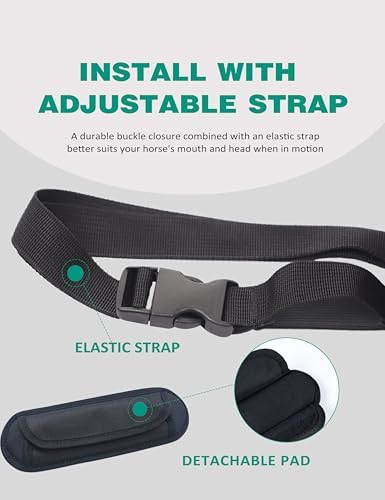 Harrison Howard Horse Muzzle Feed Bag Nylon Mesh Grain Feed Bag with Padded Neck Strap Adjustable Belt Mint Small
