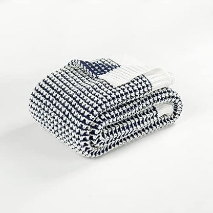 Lush Decor Chic and Soft Knitted Throw Blanket Single 50" W x 60" L Navy - Navy Throw Blankets for Bed - Couch Blanket - Soft Blankets