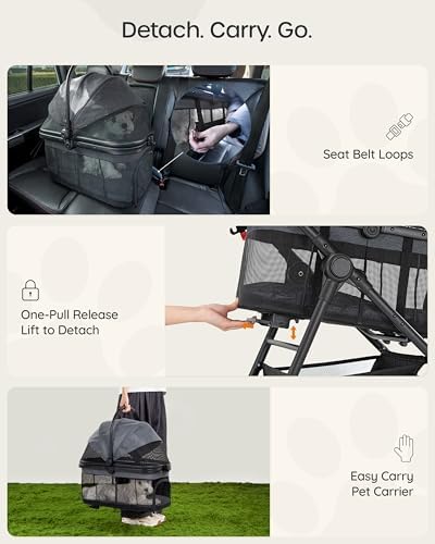 3 in 1 Pet Carrier Stroller for Small/Medium Dogs up to 33 lbs