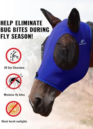 Mask Tech 5 Pieces Horse Fly Masks with Ears, Stretchy Elastic Mesh Fly Masks, 3D Eye Clearance, UV Protection-Medium,Combo 4