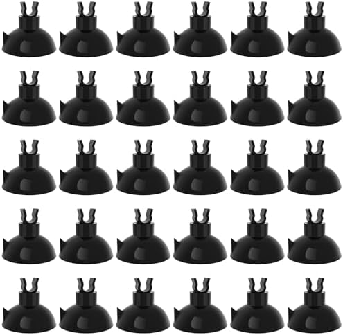 Pawfly Aquarium Suction Cup Clips for Standard 3/16" ID Airline Tubing Black Air Hose Holder Clamp Accessories for Fish Tank Aeration Setup, 30 Pack
