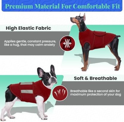 MIGOHI Dog Anxiety Relief Coat,M, Rosy-Red