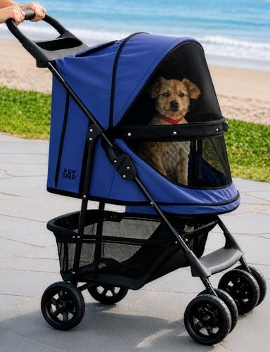 Pet Gear No-Zip Happy Trails Pet Stroller for Cats/Dogs, Caribbean Blue