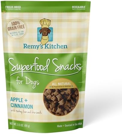 Apple Cinnamon Freeze Dried Dog Treats USA Sourced and Small Batch Made - Human-Grade, All Natural Superfood Dog Snacks Without Artificial Preservatives, Grain Free - 3.5 oz