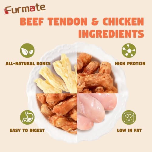 Chicken Wrapped Beef Tendon Bones Dog Chews, Rawhide-Free, 10.6 oz