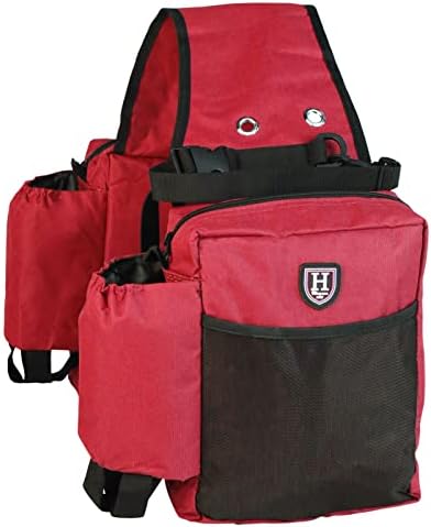 Harrison Howard Equestrian Western Saddle Bag Nylon Water Bottle/Gear Carrier Convenient Saddle Bag Red