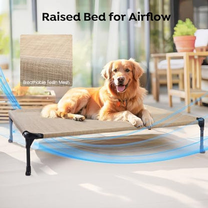 Veehoo Outdoor Elevated Dog Bed with Waterproof Bolster Cushion, Cooling