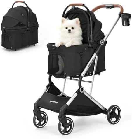 T3 Pro Pet Stroller for Small Dog & Cats up to 44 lbs (Black)