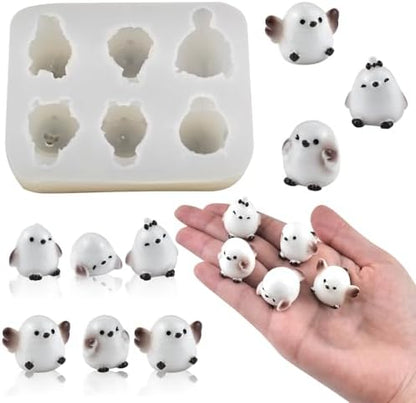 Cute Tiny Tit Birds Figurines Silicone Mold Micro Dollhouse Animal Epoxy Casting Mold for DIY Resin Art Fairy Garden Miniatures Landscape Crafts Decor(5 Designs)