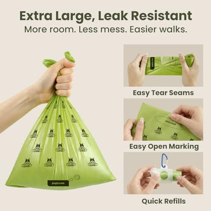 Pogi’s Dog Poop Bags – Leak-Proof & Extra Thick Pet Waste Bags with 2 Holders (Unscented, 50 Rolls, 750-Count)