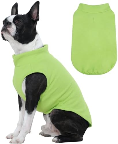 FUAMEY Dog Fleece Vest for Medium Dogs,Warm Stretchy Dog Sweatshirts Pullover with Leash Hole Dogs Sweater Soft Pet Turtleneck Cozy Pet Vest Lightweight Sleeveless Green M